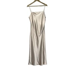Dress Forum Satin Champagne Maxi Dress Size Large Formal Minimalist Y2K